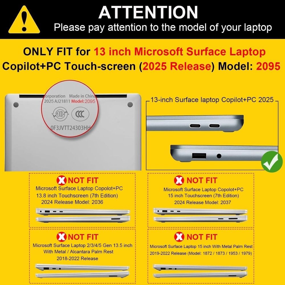Case for 13 Inch Microsoft Surface Laptop (2025) Model: 2095 Slim Snap On Cover - Picture 3 of 9